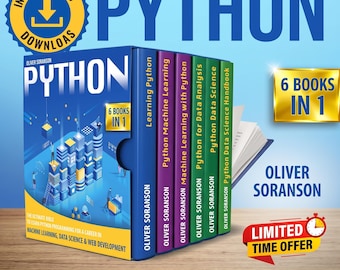 Książka o programowaniu w Pythonie w formacie PDF | Naucz się Pythona dla początkujących | Uczenie maszynowe, nauka o danych, tworzenie stron internetowych, przewodnik po kodowaniu | Zestaw 6 książek