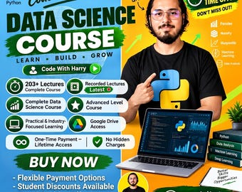 Data Science Course by Code With Harry Hindi/Urdu Taught Course| Python, Pandas, NumPy, ML (Digital Download)