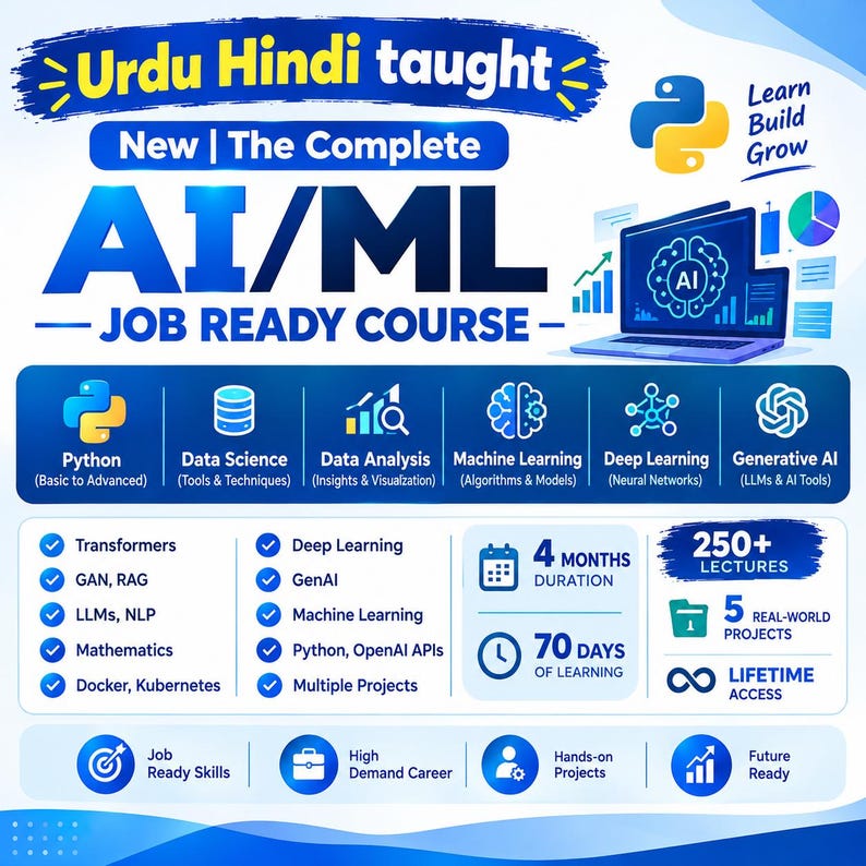 Complete AI/ML Course | Python, Data Science, GenAI (270+ Lectures) zdjęcie 1