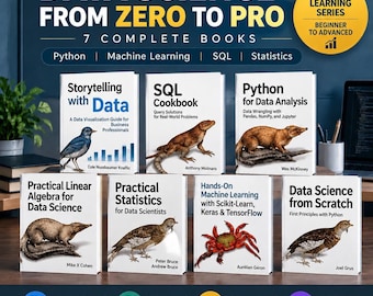 Paket med 7 böcker om datavetenskap, Python, ML, SQL, statistik (PDF-nedladdning)