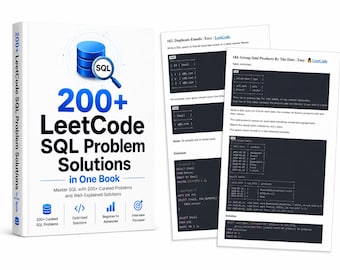 250+ LeetCode SQL Solutions PDF, SQL Interview Practice Book,Digital Download