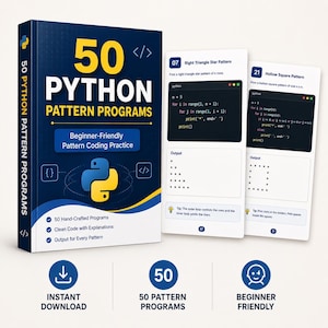 50 Python Pattern Programs | Beginner Coding Practice PDF (Instant Download)