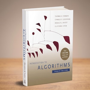May include: A hardcover textbook titled Introduction to Algorithms, Fourth Edition, by Cormen, Leiserson, Rivest, and Stein. The white and tan cover features a dark red mobile graphic and a circular badge stating Over 1 Million copies sold worldwide.