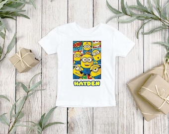 Minions Personalised Printed T-Shirt - Minions Printed Tshirt - Kids clothing - Printed T-Shirt - Minions - Despicable Me