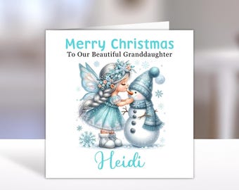 MÄDCHEN-WEIHNACHTS-KARTE Weihnachtskarte - Fee Weihnachtskarte - Weihnachtskarte für Mädchen - Weihnachtsfee-Karte Jeder Name / Beziehung