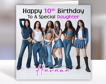Carte d'anniversaire personnalisée KATSEYE - carte d'anniversaire Katseye Girl Band - carte carrée Katseye - carte d'anniversaire Katseye Kpop - tous les noms et tous les âges