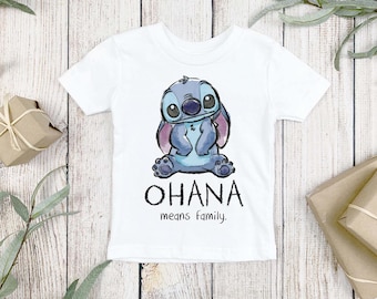 Disney Stitch Printed T-Shirt - Disney Printed Tshirt - Kids clothing - Ohana Means Family - Lilo and Stitch - Stitch and Angel