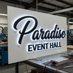 Custom 3D LED Backlit Business Logo Sign | Professional Office & Storefront Wall Sign | Branded Commercial Signage