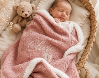 Manta personalizada para bebé, manta con nombre bordado a medida, regalo para baby shower de recién nacido, manta de recuerdo para bebé niño o niña.