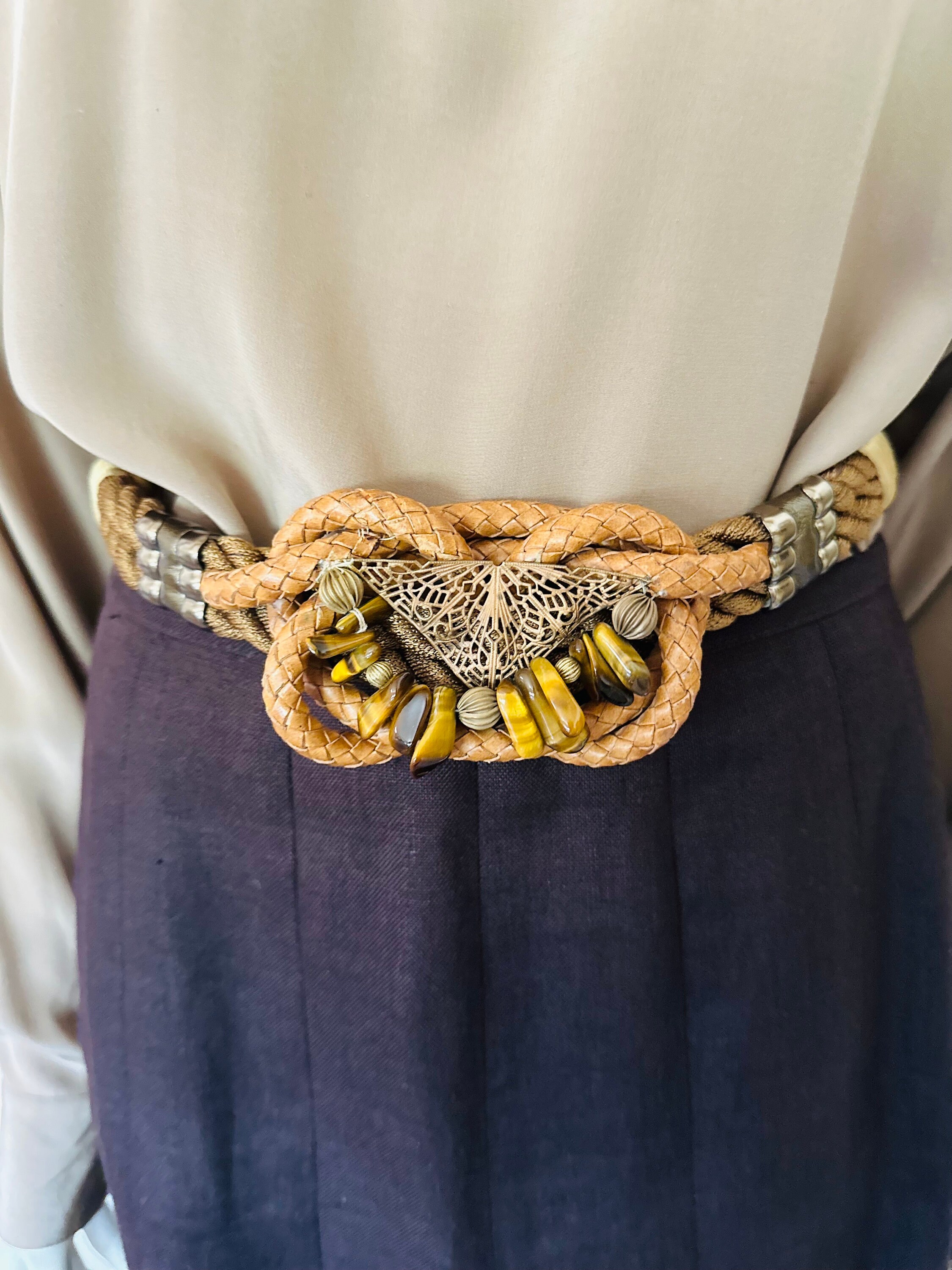 Carolyn Tanner Woven Faux Pearl Belt 36” to 45” Carolyn Tanner Belt - Etsy main image 2