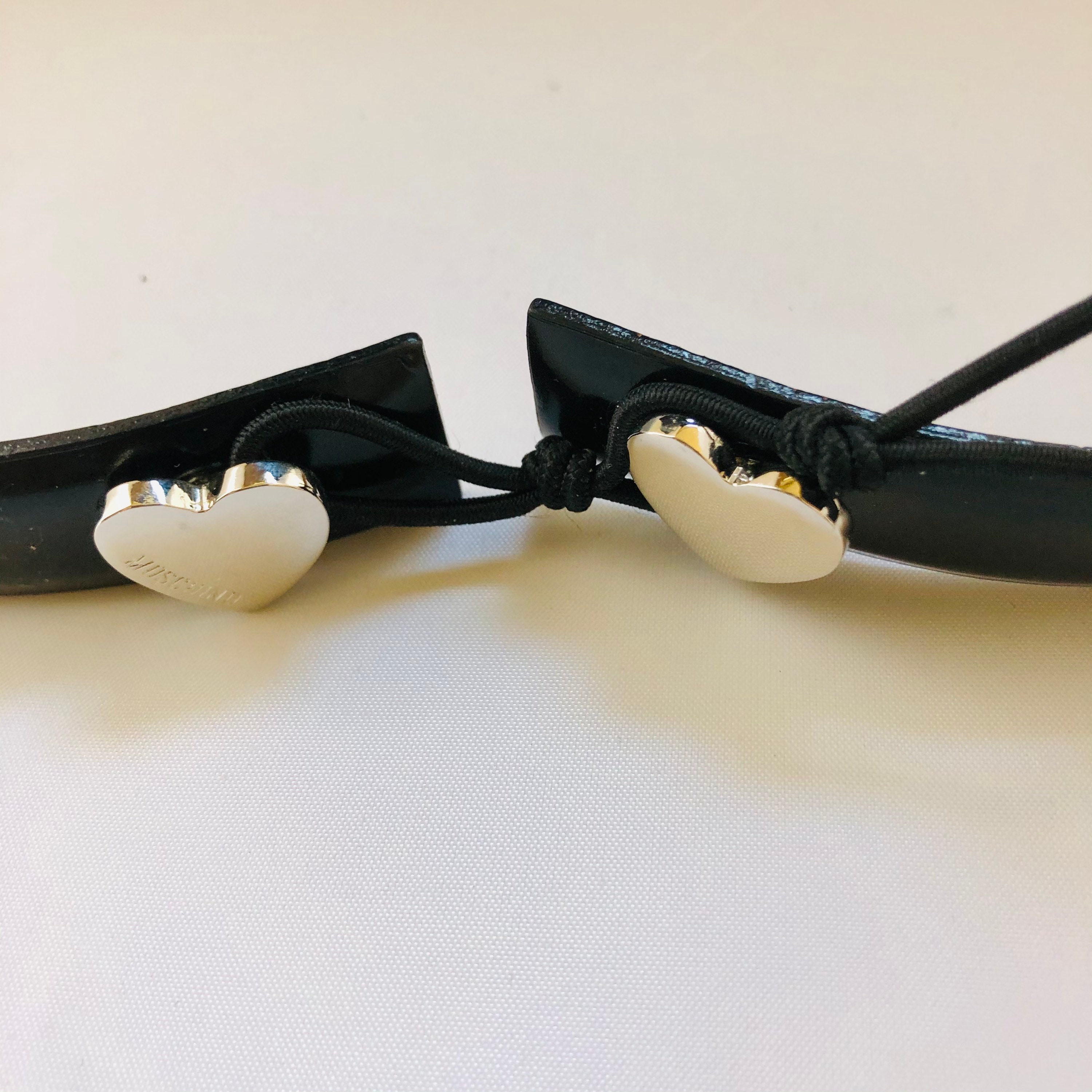 Vintage MOSCHINO Italy Thin Designer Black Belt With Silver 