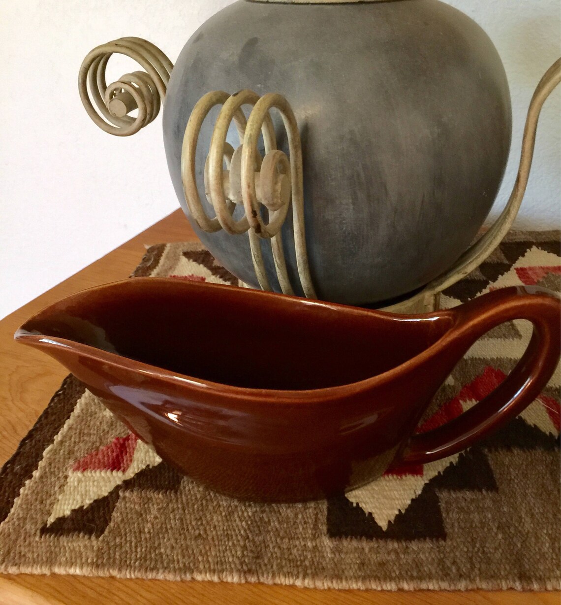 Vintage 1940's Bauer La Linda Brown Gravy Boat Etsy