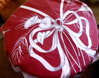 Mid Century Burgundy and Gray Tablecloth “Book Piece”