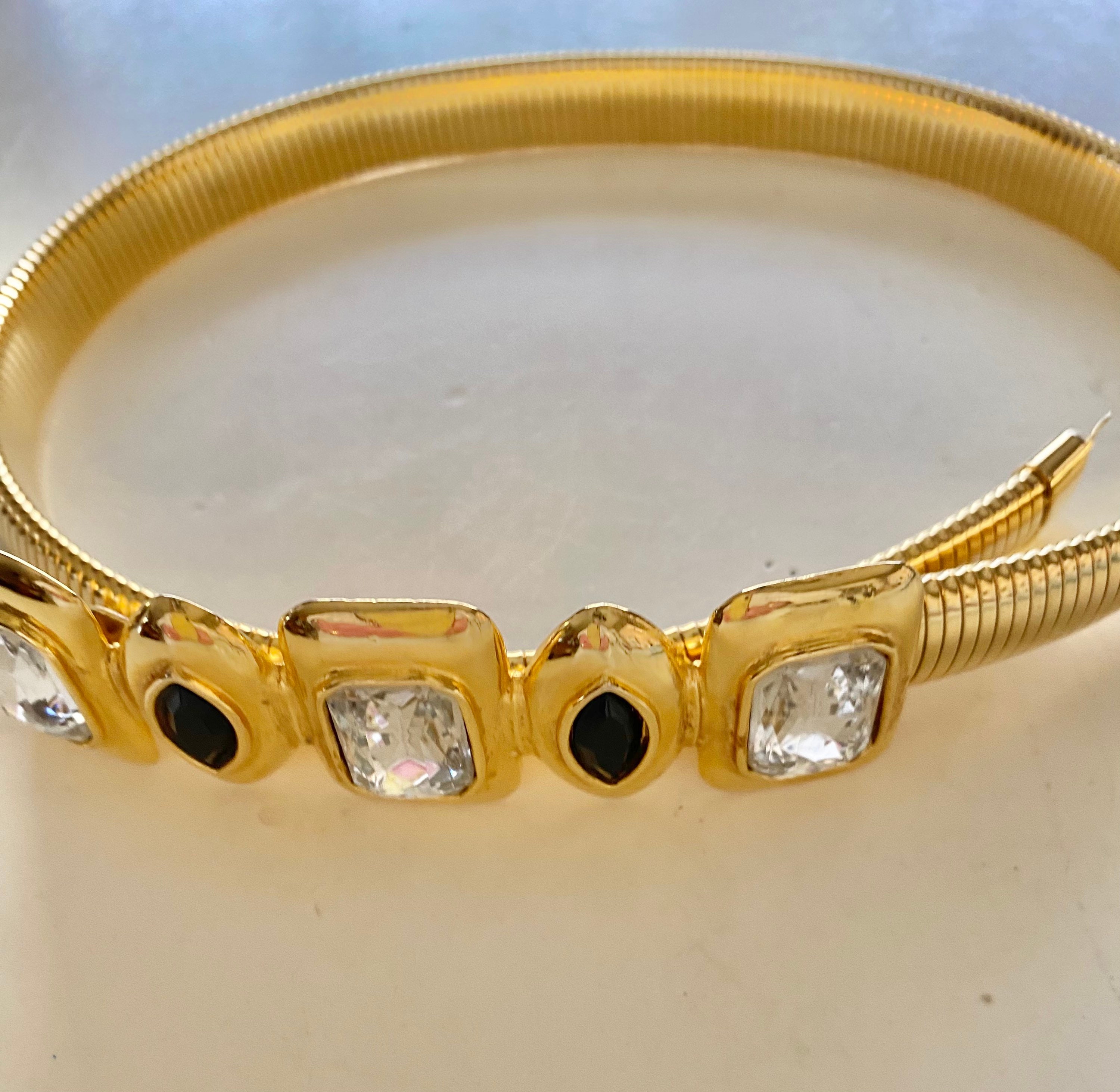 Vintage Accessocraft Rhinestone Belt, Stretchy Gold