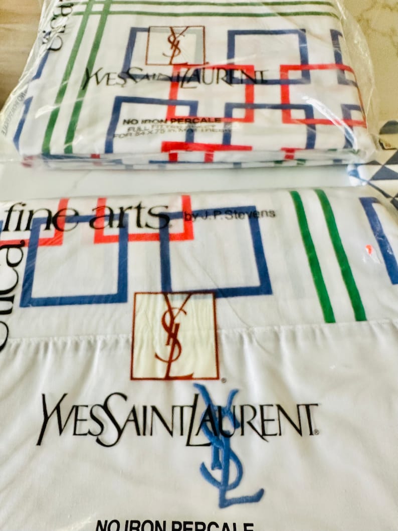 Ysl Geometry Pattern Vintage YSL Full or Double “married” Sheet Set in Unused Condition - Etsy