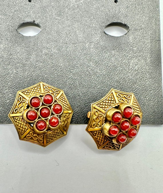 Marjorie Baer San Francisco Red Beaded Brass Clip 