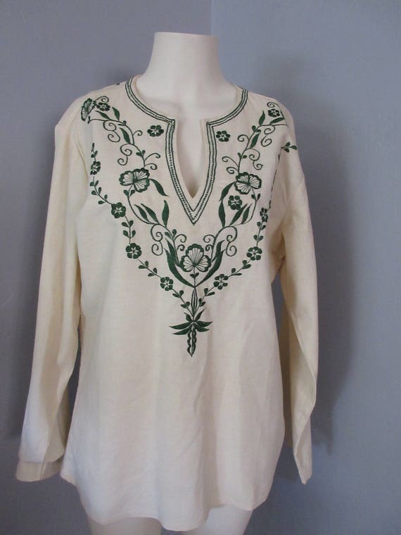 Vintage 1970’s Made in Mexico Natural Cotton Boho… - image 1