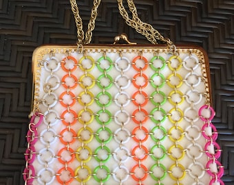 Vintage Walborg Italy Purse – Small Mod Groovy 60s I. Magnin Designer Plastic Mesh Handbag, Vintage Boutique Pop Art Style