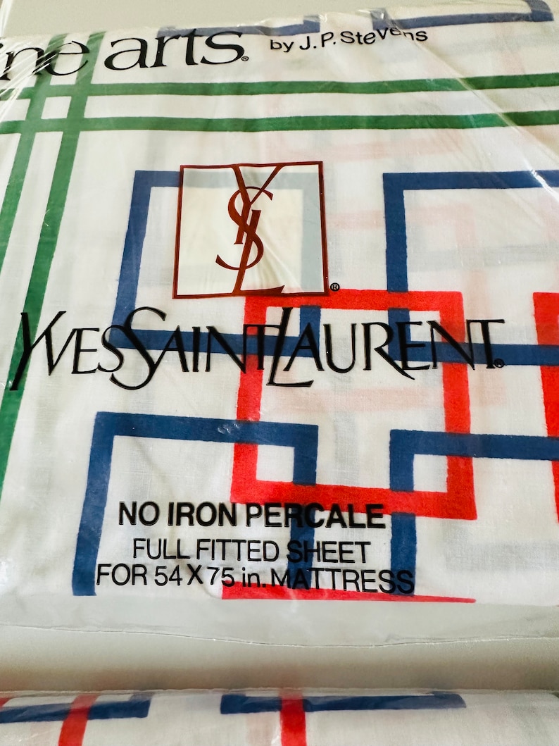Ysl Geometry Pattern Vintage YSL Full or Double “married” Sheet Set in Unused Condition - Etsy
