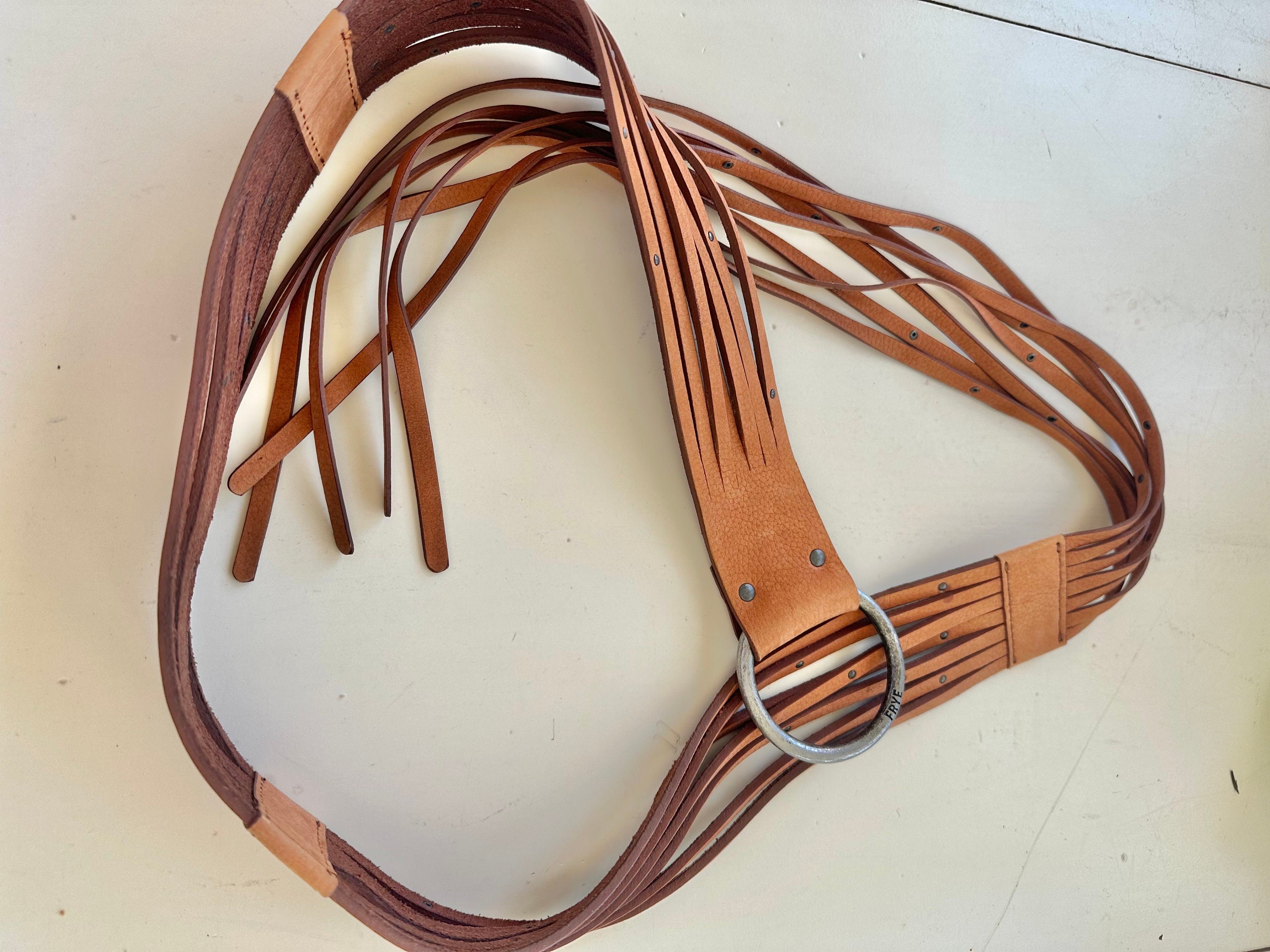 Vintage‎ Frye Leather Belt Brown Size 28 USA Distressed Patina Western Workwear Brown 25mm Belt | The Frye Company main image 2