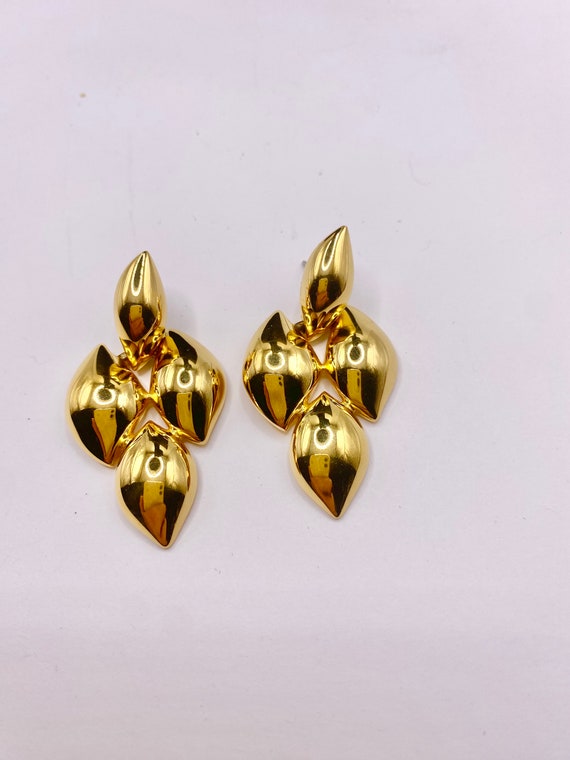 1980s NAPIER Vintage Gold Metal Duster Earrings Ch
