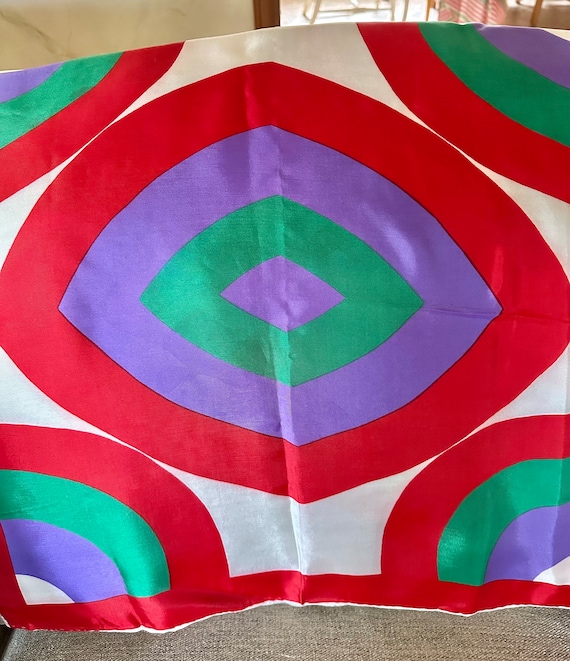 Mid Century JAPAN Acetate Scarf With Colorful Mod… - image 1