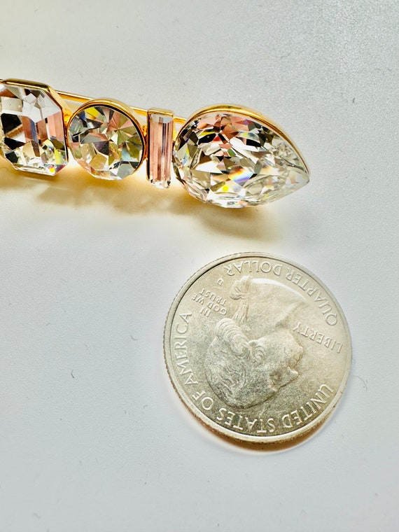 Vintage MONET Crystal Bar Pin - image 3
