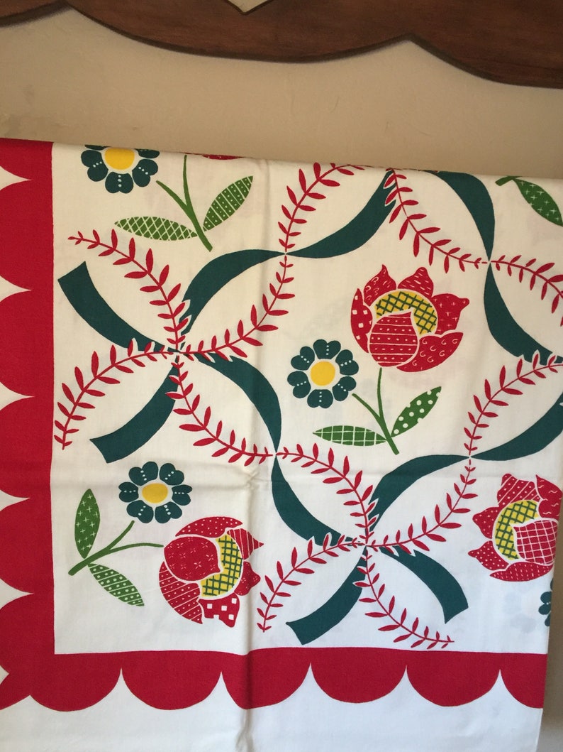 Vintage Unused Simtex Tablecloth With Tulips 48 by 50 Inches Etsy