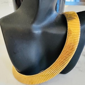 CINER Signed Gold Choker Necklace Vintage Classic Omega Style, Designer Midcentury Jewelry, Elegant Gold Collar