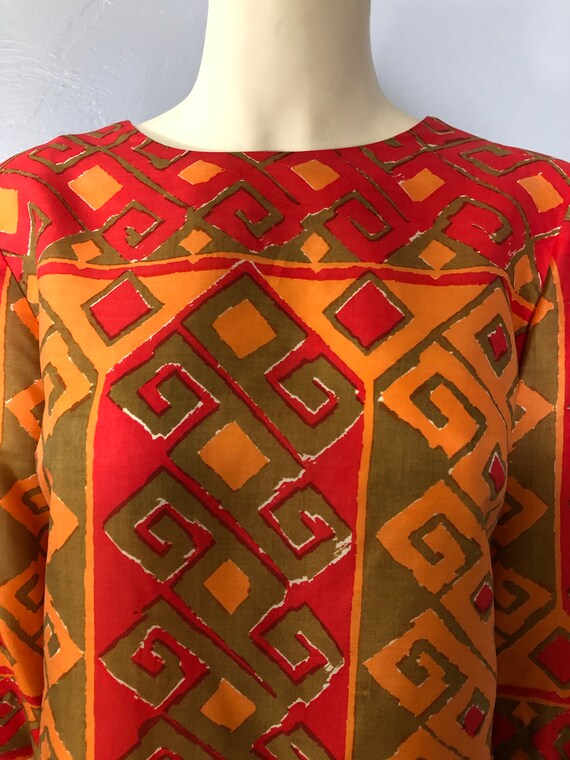 Vintage Vera Neumann Bright Orange Silk Blouse Siz