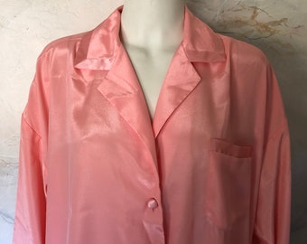 Vintage "Victoria Secret" Pajamas Silky Orange Sherbert Satin Set, Size Medium, Long Sleeve, Luxury Sleepwear