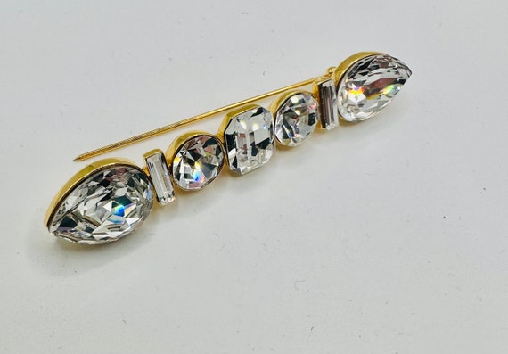 Vintage MONET Crystal Bar Pin - image 1