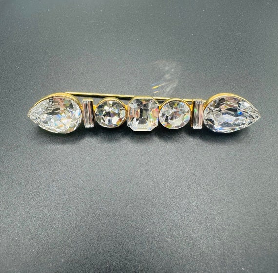 Vintage MONET Crystal Bar Pin - image 10