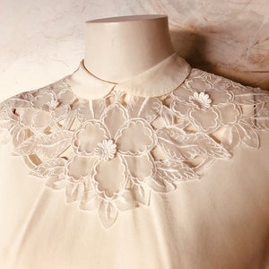 JUDY BOND Cream Colored Lace Feminine Blouse 1960s Mid Century image 2