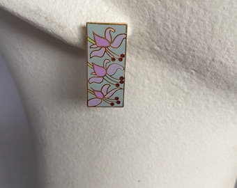Vintage Laurel Burch Floral Cloisonne Earrings