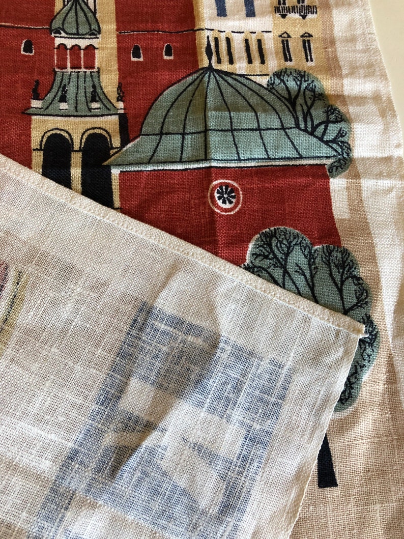 Vintage Krakow Poland Linen Tea Towel In Mint Condition