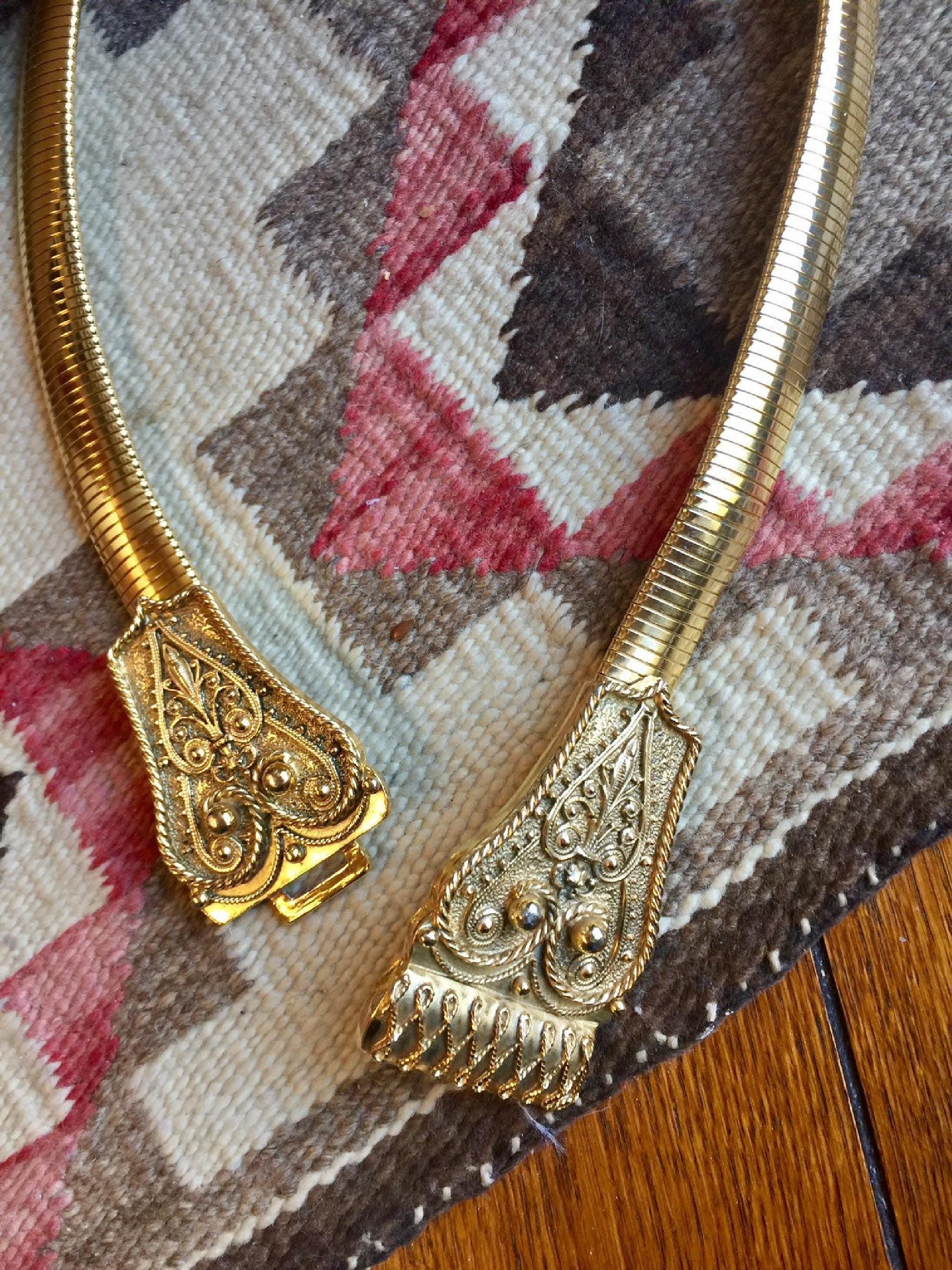 Vintage Signed Accessocraft New York Gold Ornate Etruscan 