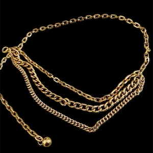 Vintage 1980&#39;s Gold Swag or Chain Belt