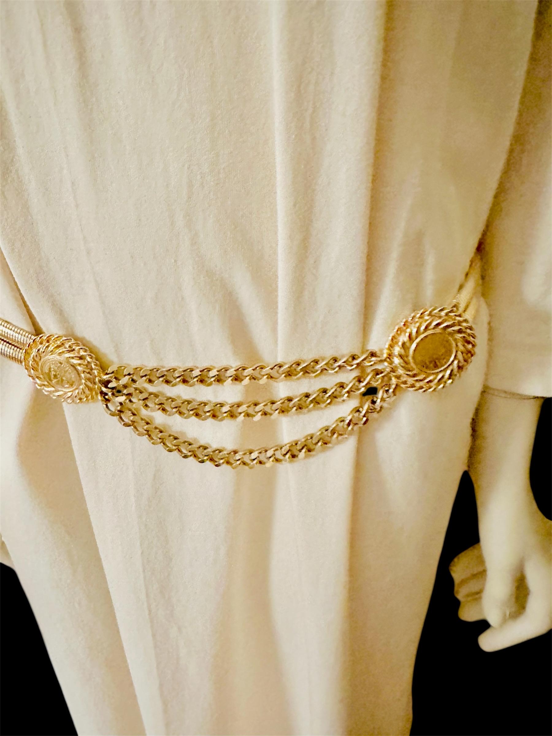 Vintage fine gold chain belt 36 fringe tassel Vintage Valentino Wrap Tassel Belt or Necklace - Raleigh Vintage main image 3