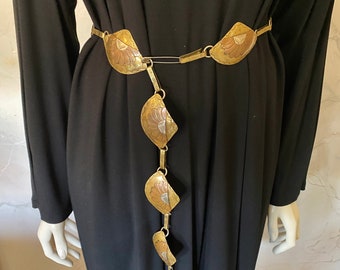 Vintage Mixed-metal Braided Fabric and Chain Belt With Large  display picture 2