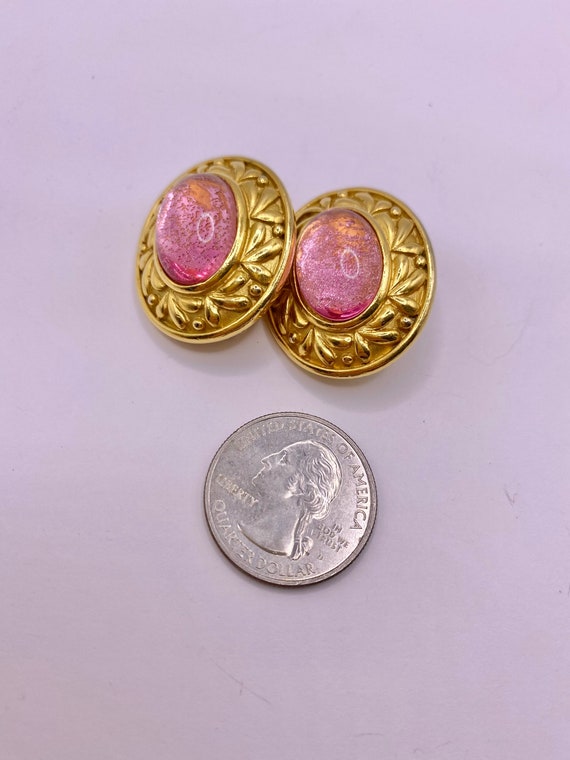 Vintage Pretty in Pink Cabochon Earrings by TRIFA… - image 7