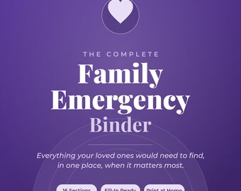 Carpeta de emergencias familiares - Guía para situaciones imprevistas - Planificador de emergencias - Organizador de documentos importantes - PDF rellenable - Descarga instantánea