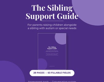 Guía de apoyo para hermanos de niños con autismo / Cuaderno de trabajo imprimible y rellenable / Ayuda para hermanos con necesidades especiales / PDF para niños con autismo