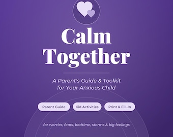 Cuaderno de trabajo para niños ansiosos y guía para padres - Kit para calmar la ansiedad infantil - Cuaderno de trabajo para la ansiedad - Alivio de la ansiedad infantil - PDF imprimible y rellenable