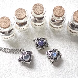 Scented Heart Locket Necklace Gift Set, Aromatherapy Jewellery for Anxiety, Personalised Diffuser Pendant, Birthday Self Care Gift for Her