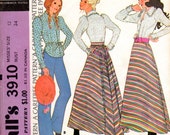 1970s Women's Western Bloues and Skirt Pattern - Size 12, Bust 34" - McCall's 3910
