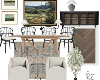 Farmhouse Dining Room Design Package: Mood Board, Shopping List (Digital Download)