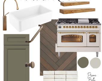 Farmhouse Kitchen Design Package, Digital Mood Board, Shopping List (Instant Download)
