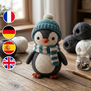 Padrão de Crochê Amigurumi de Pinguim | Brinquedo Kawaii Fácil para Iniciantes (Download em PDF)