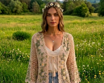 Modello per cardigan all'uncinetto Butterfly Breeze / Coprispalle in pizzo Fairycore fai da te / Tutorial per copricostume estivo boho da spiaggia / Download PDF immediato